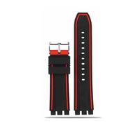 HASGTFM Silicone Rubber Watch Strap 21mm Sports Black Orange Blue Red Orange Gary Lines Men's Watchband Fit For Swatch YVS400 YVS451 YVB404(Black red-S pin,19mm)