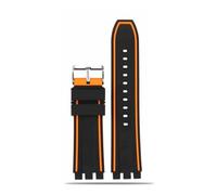 HASGTFM Silicone Rubber Watch Strap 21mm Sports Black Orange Blue Red Orange Gary Lines Men's Watchband Fit For Swatch YVS400 YVS451 YVB404(Black orange-S pin,20mm)
