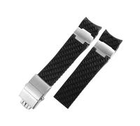 HASGTFM Silicone Rubber Watch Strap 22mm Arc Interface Black Brown Blue Diving Nautical Men’s Watchband Fit For Ulysse Nardin 263(A Black-Silver)