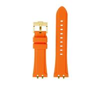 HASGTFM Silicone Rubber Watch Strap 24mm Black Blue Orange Green Solid Color Men’s Watchband With Silver Gold Connector Fit For Tudor Royal(Orange-G pin)