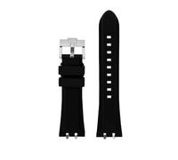 HASGTFM Silicone Rubber Watch Strap 24mm Black Blue Orange Green Solid Color Men’s Watchband With Silver Gold Connector Fit For Tudor Royal(Black-S pin)