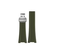 HASGTFM Silicone Rubber Watch Strap 25 * 13mm Soft Stripe Black Brown Gray Green Men’s Watchband Fit For Patek Philippe(B Green-S)