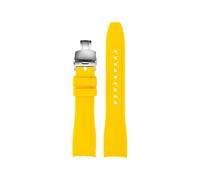 HASGTFM Silicone Rubber Watch Strap Fit For CASIO EFR-303L EFR-303D EFR-304 22mm Curved End Black Blue Orange Red Yellow White Men Watchband(Yellow-silver)
