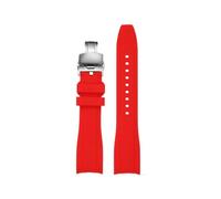 HASGTFM Silicone Rubber Watch Strap Fit For CASIO EFR-303L EFR-303D EFR-304 22mm Curved End Black Blue Orange Red Yellow White Men Watchband(Red-silver)