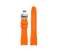 HASGTFM Silicone Rubber Watch Strap Fit For CASIO EFR-303L EFR-303D EFR-304 22mm Curved End Black Blue Orange Red Yellow White Men Watchband(Orange-silver)