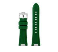HASGTFM Silicone Rubber Watchband Fit For TISSOT PRX Watchband T137.407/T137.410 Series Super Player Men Wrist Strap 26x12mm Convex End(Green silver pin)