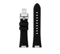 HASGTFM Silicone Rubber Watchband Fit For TISSOT PRX Watchband T137.407/T137.410 Series Super Player Men Wrist Strap 26x12mm Convex End(Black silver)