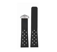 HASGTFM Silicone Rubber Watchstrap 22mm Arc Interface With Holes Soft Black Orange Red Blue Men Watchband Fit For Tag Heuer AQUARACER Fit For Monaco(Black-Silver)