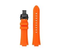 HASGTFM Silicone Rubber Watchstrap 24 * 16mm Convex Joint Black Blue Green Orange Men Watchband Fit For Timex Adventure Tidal IQ T2N720 T2N721(Orange-Black)