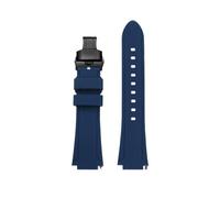 HASGTFM Silicone Rubber Watchstrap 24 * 16mm Convex Joint Black Blue Green Orange Men Watchband Fit For Timex Adventure Tidal IQ T2N720 T2N721(Dark blue-Black)