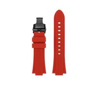 HASGTFM Silicone Rubber Watchstrap 24 * 16mm Convex Joint Black Blue Green Orange Men Watchband Fit For Timex Adventure Tidal IQ T2N720 T2N721(Red-Black)