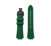 HASGTFM Silicone Rubber Watchstrap 24 * 16mm Convex Joint Black Blue Green Orange Men Watchband Fit For Timex Adventure Tidal IQ T2N720 T2N721(Green-Black)