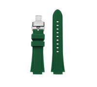 HASGTFM Silicone Rubber Watchstrap 24 * 16mm Convex Joint Black Blue Green Orange Men Watchband Fit For Timex Adventure Tidal IQ T2N720 T2N721(Green-Silver)