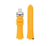 HASGTFM Silicone Rubber Watchstrap 24 * 16mm Convex Joint Black Blue Green Orange Men Watchband Fit For Timex Adventure Tidal IQ T2N720 T2N721(Yellow-Silver)