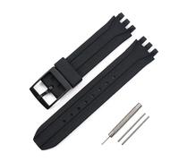 HASGTFM Silicone strap men's pin buckle watch accessories Fit For Swatch SUIK400 SUIB400 Fit For national hero series rubber strap female bracelet(Nero)