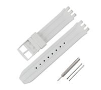 HASGTFM Silicone strap men's pin buckle watch accessories Fit For Swatch SUIK400 SUIB400 Fit For national hero series rubber strap female bracelet(Bianco)