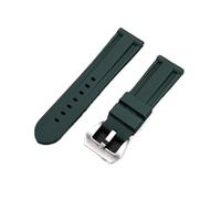 HASGTFM Silicone Watch Band 22mm 24mm 26mm Stainless Steel Buckle Waterproof Rubber Watch Straps Replacement Watchbands(Green-Silver,22mm)