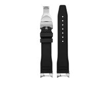HASGTFM Silicone Wristband With Connector Fit For Tudor M79363/M79360 Fluororubber Watchband(Silver Yellow,22mm)