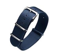 HASGTFM Simple and pure color Outdoor sport Nylon canvas watch belt Waterproof and sweat proof 16 18 20 22 24 Military Watch male strap(4 blue,19mm)