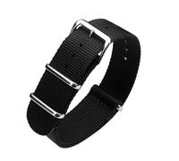 HASGTFM Simple and pure color Outdoor sport Nylon canvas watch belt Waterproof and sweat proof 16 18 20 22 24 Military Watch male strap(6 black,18mm)