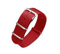 HASGTFM Simple and pure color Outdoor sport Nylon canvas watch belt Waterproof and sweat proof 16 18 20 22 24 Military Watch male strap(12 red,16mm)