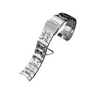 HASGTFM Stainless Steel Silicone Rubber Watch Strap 22mm Soild Metal Silver Black Watchband Accessory Fit For Edifice EF-550D(A Silver)