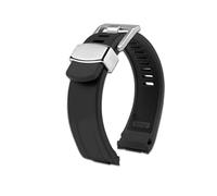 HASGTFM Strap Fit For SEIKO Fit For PROSPEX SRPA21J1 SRPE99K1 SRP777J SRPC91J1/25J1 Curved Rubber Watchband Men's Wristband 22mm(B black silver)