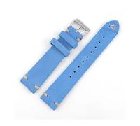 HASGTFM Suede Leather Watch Strap 18mm 19mm 20mm 21mm 22mm 24mm for Vintage Band Replacement Wristband Handmade Stitching Watchband(Light Blue,24mm silver buckle)