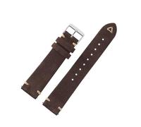 HASGTFM Suede Leather Watch Strap 18mm 19mm 20mm 21mm 22mm 24mm for Vintage Band Replacement Wristband Handmade Stitching Watchband(Coffee,20mm silver buckle)