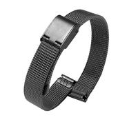 HASGTFM Ultra Thin Stainless Steel Fit For Milan Steel Belt Metal Women's Watch Chain 8 10 12 14mm Fit For Milanes Loop Strap Watchbands(Nero,10mm)
