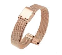 HASGTFM Ultra Thin Stainless Steel Fit For Milan Steel Belt Metal Women's Watch Chain 8 10 12 14mm Fit For Milanes Loop Strap Watchbands(Rose gole,16mm)