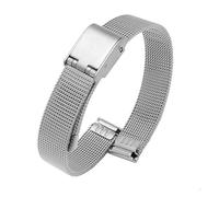 HASGTFM Ultra Thin Stainless Steel Fit For Milan Steel Belt Metal Women's Watch Chain 8 10 12 14mm Fit For Milanes Loop Strap Watchbands(Silver,16mm)
