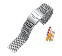 HASGTFM Universal Fit For Milanese Watchband Quick Release WatchBand Mesh Stainless Steel Strap Wrist Belt Fit For Seiko Fit For IWC Fit For Tissot Fit For Mido ArmaniBracelet(G29-02silver,18mm)