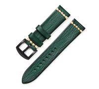 HASGTFM Vegetable Tanned Leather Watchbands with Stainless Steel Buckle Replace Accessories Retro Watch Straps 18mm 20mm 22mm 24mm(Green (black),20mm)