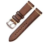 HASGTFM Vegetable Tanned Leather Watchbands with Stainless Steel Buckle Replace Accessories Retro Watch Straps 18mm 20mm 22mm 24mm(Gray (silver),18mm)