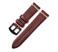 HASGTFM Vegetable Tanned Leather Watchbands with Stainless Steel Buckle Replace Accessories Retro Watch Straps 18mm 20mm 22mm 24mm(Dark Brown (black),18mm)