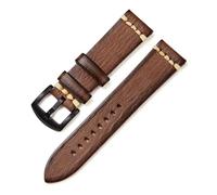 HASGTFM Vegetable Tanned Leather Watchbands with Stainless Steel Buckle Replace Accessories Retro Watch Straps 18mm 20mm 22mm 24mm(Gray (black),20mm)