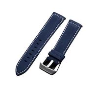HASGTFM Vintage Brown Leather strap 18mm 20mm 22mm 24mm for Men Women Replacement Watchband Watches Bracelet Solid Buckle(Blue,18mm)