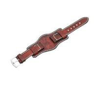 HASGTFM Vintage Handmade Watch Strap 20mm 22mm 24mm Cuff Leather Watchbands With Mat Band For Fossil Watch(Red,20mm)
