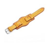 HASGTFM Vintage Handmade Watch Strap 20mm 22mm 24mm Cuff Leather Watchbands With Mat Band For Fossil Watch(Giallo.,24mm)