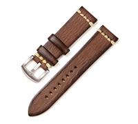HASGTFM Vintage Vegetable Tanning Leather Watchbands 18mm 20mm 22mm 24mm Color Steel Buckle Durable Handmade Wrist Strap(10,22mm)
