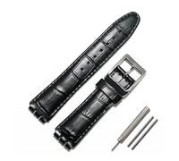 HASGTFM Watch accessories leather strap men's pin buckle 17mm19mm Fit For Swatch strap sports waterproof watch band(Nero,17mm)