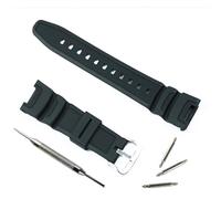 HASGTFM Watch accessories resin strap men's pin buckle Fit For Casio SGW-100 outdoor sports waterproof rubber strap women watch band(Black silver buckle)