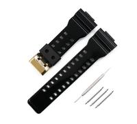 HASGTFM Watch accessories resin watch with men's pin buckle rubber strap Fit For Casio GA GD GLS-100 110 120 waterproof bracelet watch band(Black gold buckle)