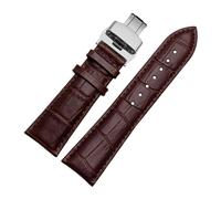 HASGTFM Watch Strap 23mm 24mm 26mm 28mm Big Width Black Brown Mens Leather Watch Strap Band bracelets(Brown-silver,20mm)