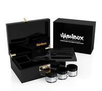 HASHBOX Large Bamboo Storage Box with Rolling Tray and Combination Lock - Wooden Box for Herbs and Accessories