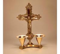 Hashcart Catholic Crucifix Cross with Candle Stand, Jesus Decor (6 Inch) Jesus Christ Statue & Figurine for Table Decoration, Catholic Decor Home Office Decor