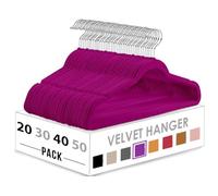 HASHI HOME Velvet Hangers, Non Slip Clothes Felt Hanger Heavy Duty for Coat, Premium Slim Space Saving Suit Hangers for Closet Organizer, 360° Rotating Silver Hook- Pants Hangers (Purple, 40)