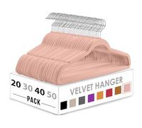 HASHI HOME Velvet Hangers, Non Slip Clothes Felt Hanger Heavy Duty for Coat, Premium Slim Space Saving Suit Hangers for Closet Organizer, 360° Rotating Silver Hook - Pants Hangers (Pink, 20)