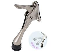 Hashi One-Touch Semi-Automatic Door Stop - 4 Inch Door Stopper with A Height-Adjustable Rubber (Satin Nickel)